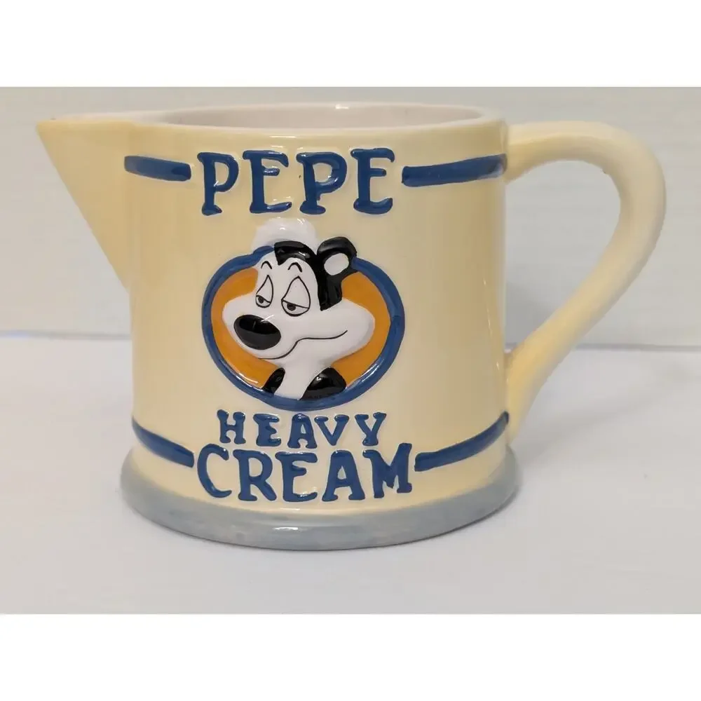 Vtg 1996 Warner Bros. Looney Tunes Pepe Le Pew Heavy Cream Ceramic Pitcher
